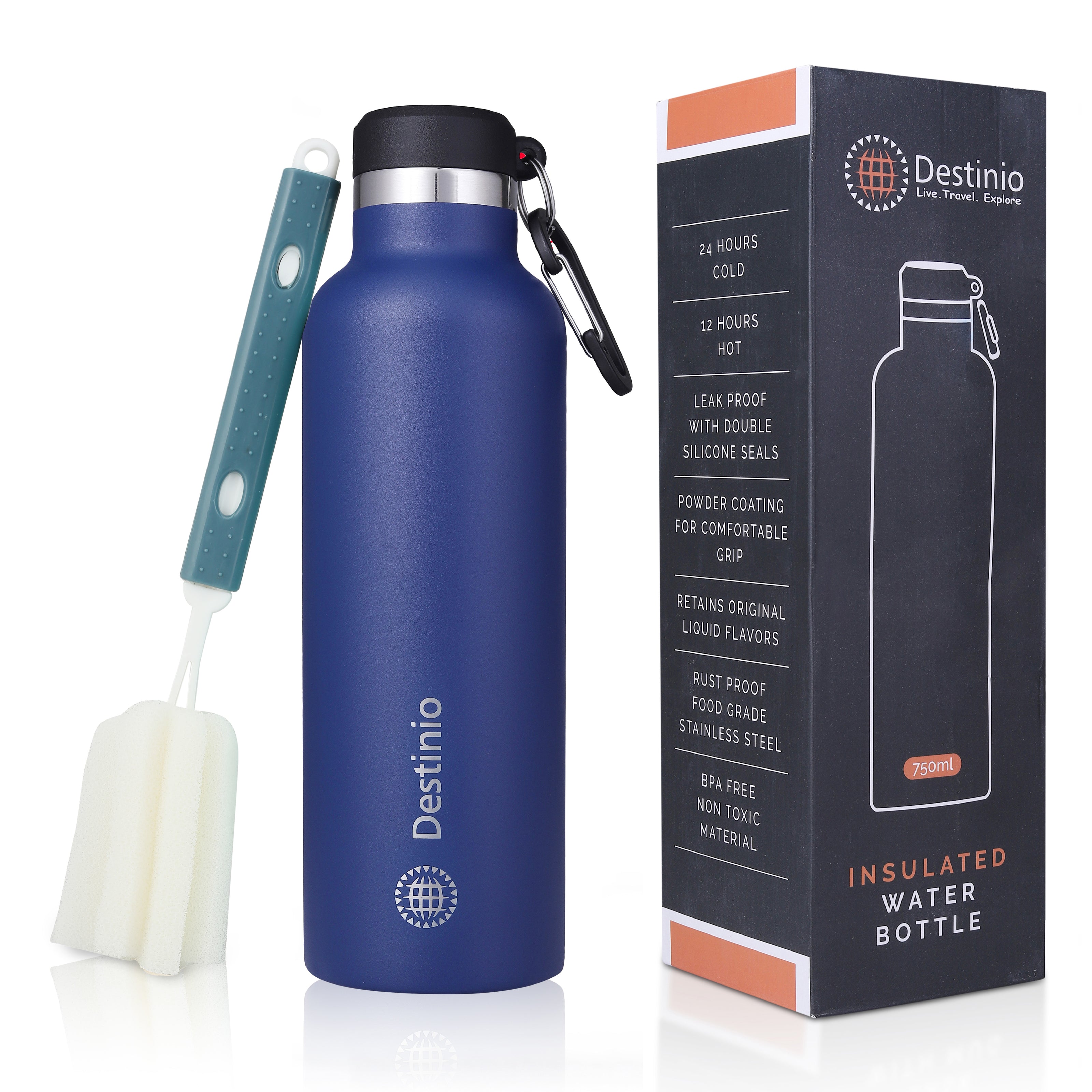 Destinio Insulated Bottle - 750 ML (Dark Blue)
