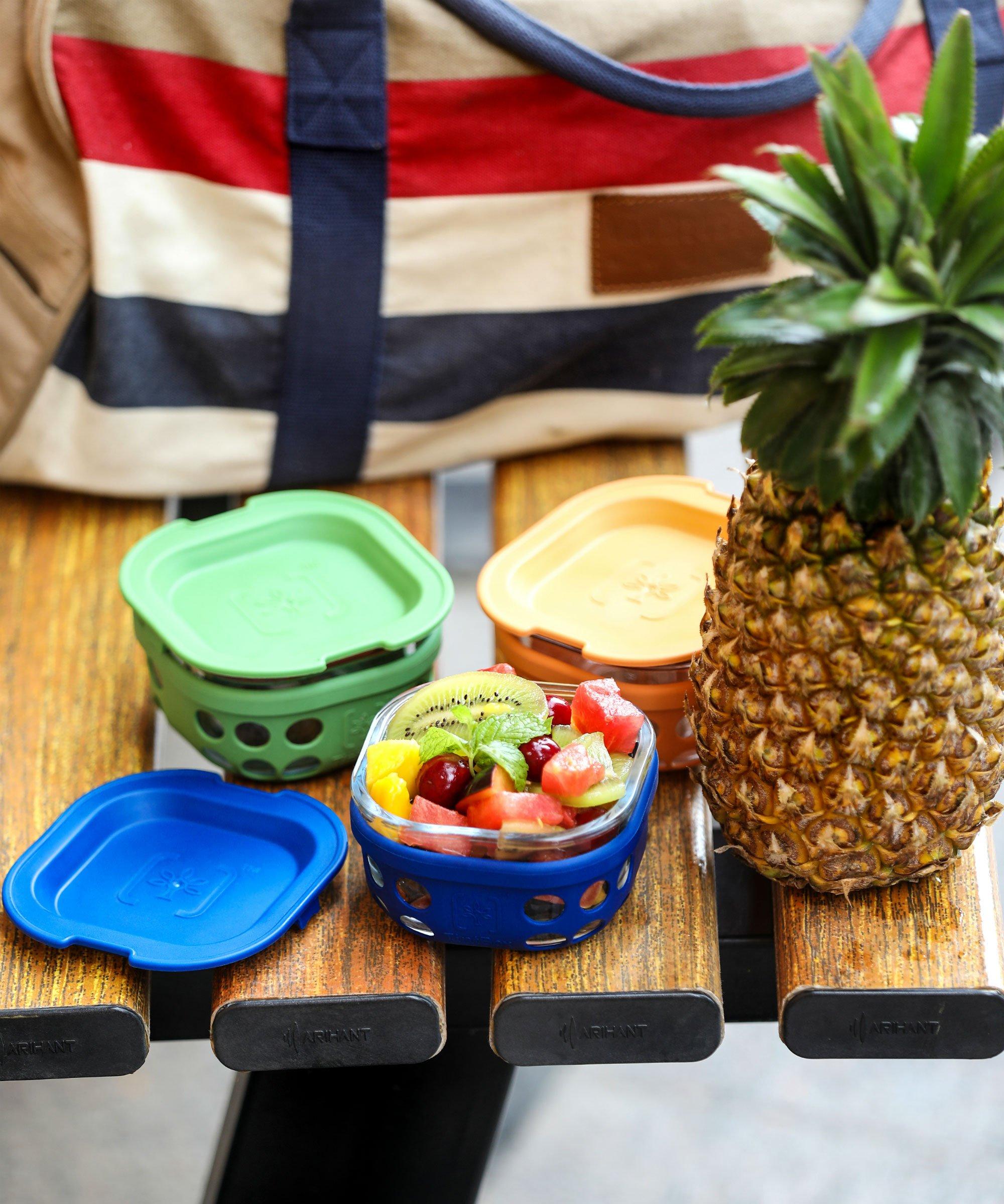 TintBox Borosilicate Glass Food Container with Protective Silicone Sleeve(300ml) - Store, Heat, Serve Lunchware TintBox