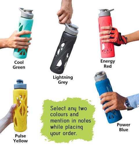 TINTBOX BOROSILICATE GLASS BOTTLE WITH SILICONE SLEEVE (750 ml) – set of 2 Combo TintBox