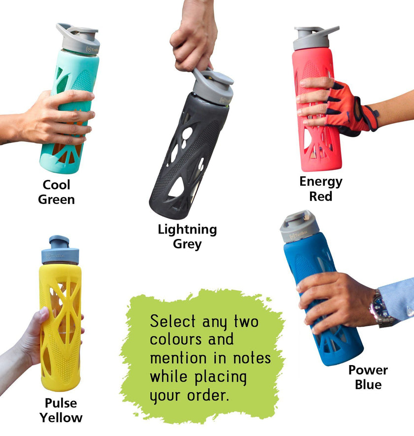 TINTBOX BOROSILICATE GLASS BOTTLE WITH SILICONE SLEEVE (750 ml) – set of 2 Combo TintBox