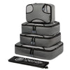 Destinio Travel Packing Cubes, 5 Pc Set, Grey/ Black/ Blue, Polyester Fabric