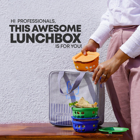 Borosilicate Glass 300 ml Lunch Box-Set Of 3 with Canvas Carry Bag