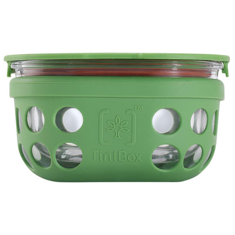 TintBox Borosilicate Glass Food Container with Protective Silicone Sleeve(300ml) - Store, Heat, Serve Lunchware TintBox Forest Green