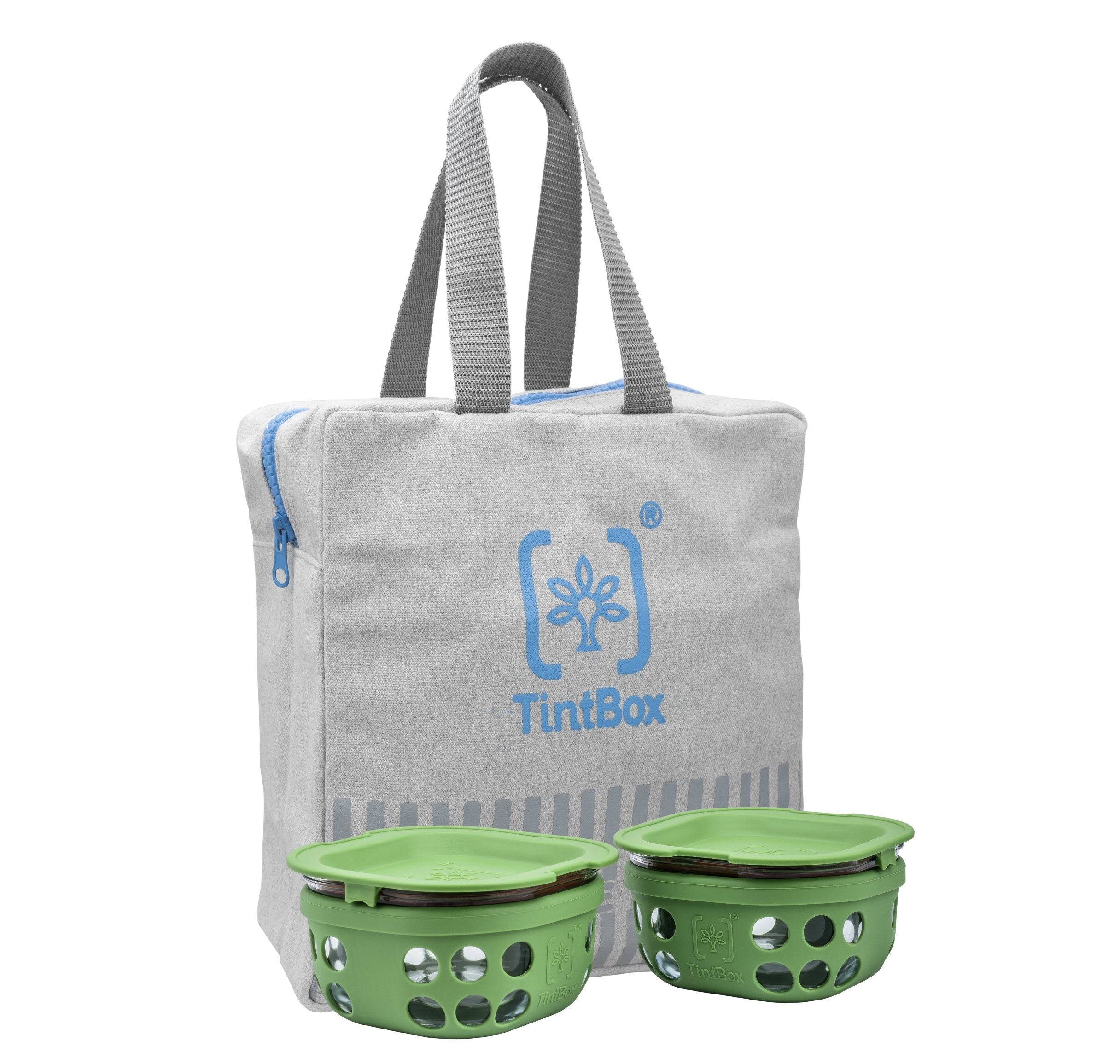 Borosilicate Glass Lunch Box-Set Of 2- with Canvas Carry Bag - Tintbox Combo TintBox Forest Green