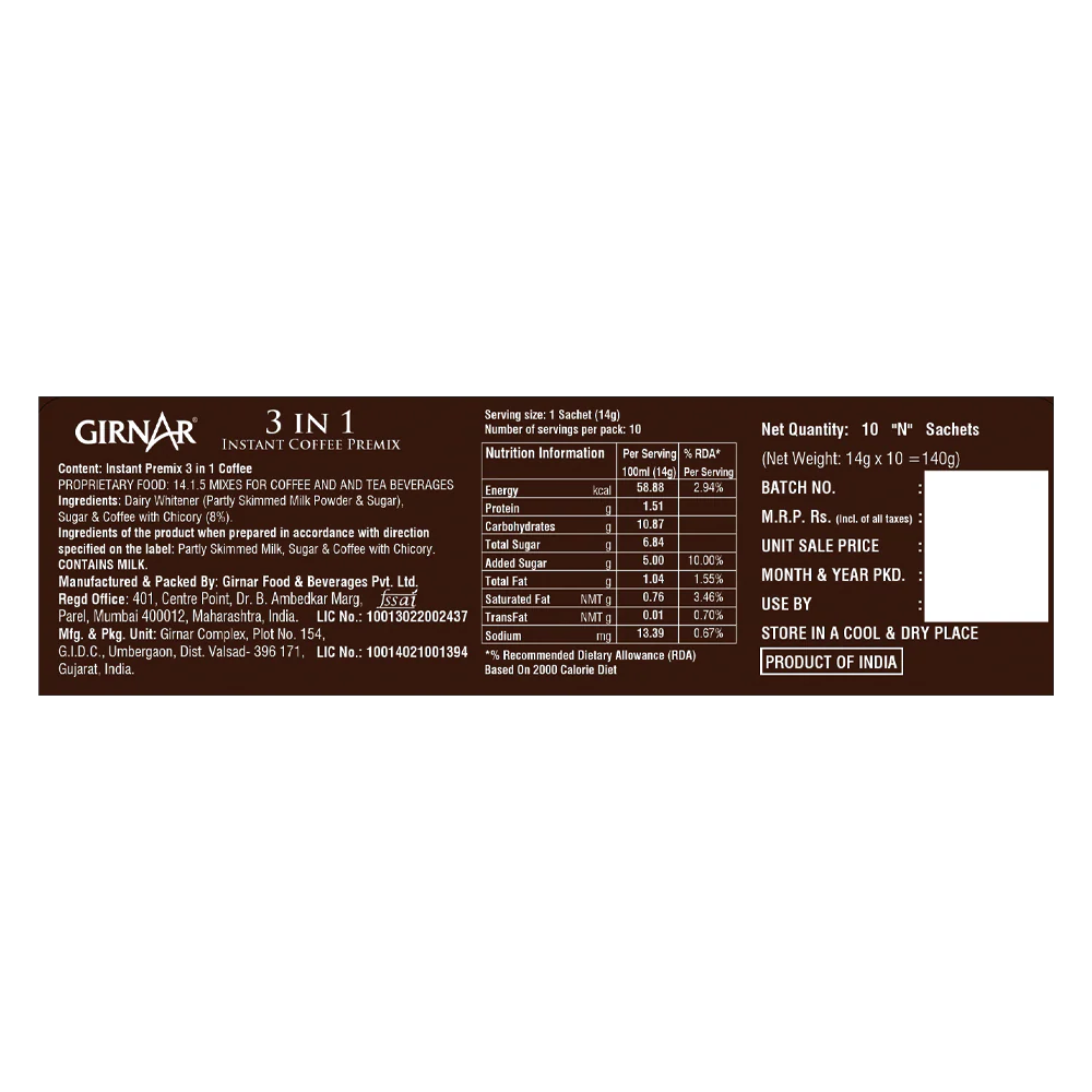 GIRNAR COFFEE PREMIX 3 IN 1
