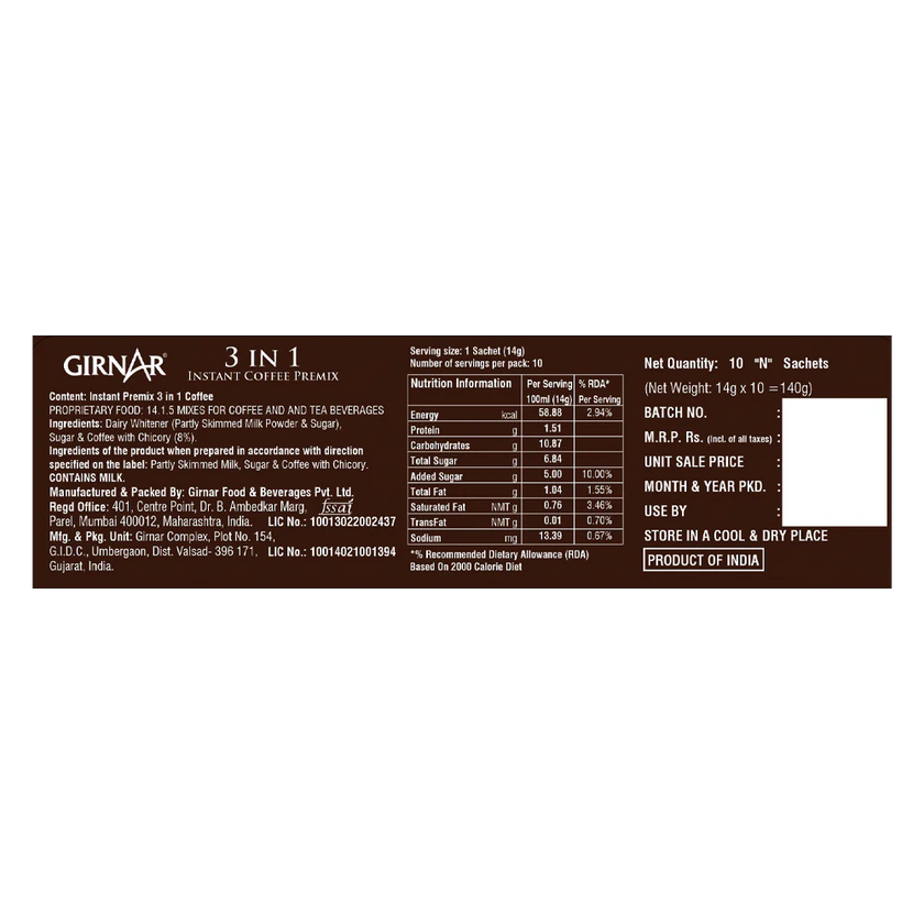 GIRNAR COFFEE PREMIX 3 IN 1