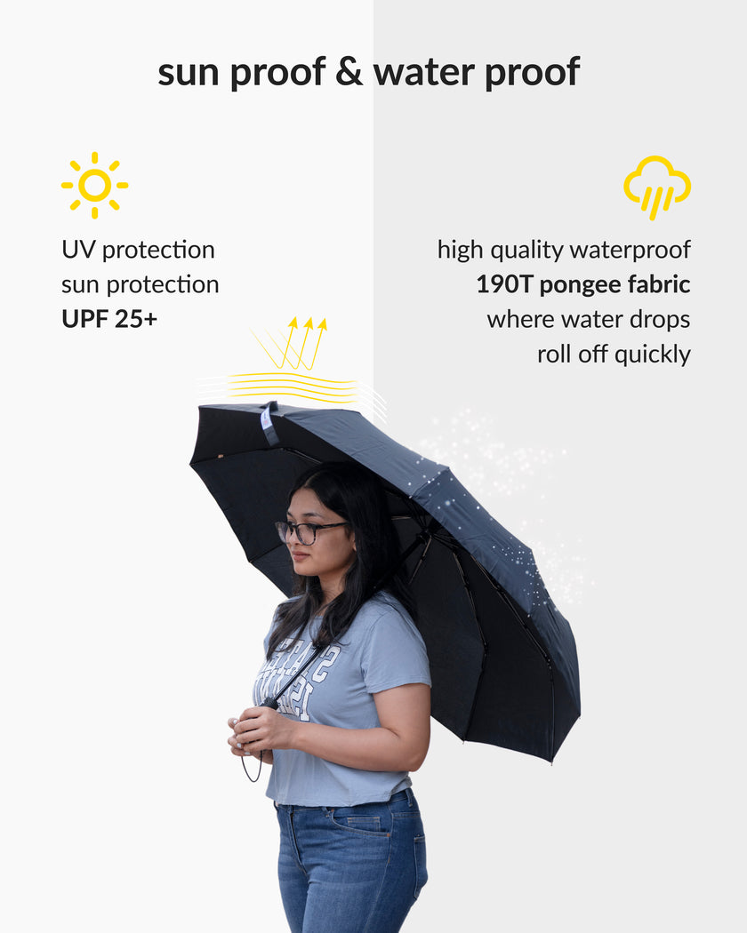 Destinio Black FG umbrella - 23 Inches Fibre Glass Frame