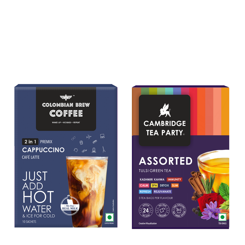CB 2 in 1 Cappuccino Coffee Premix, CTP Assorted Green Tea Bags