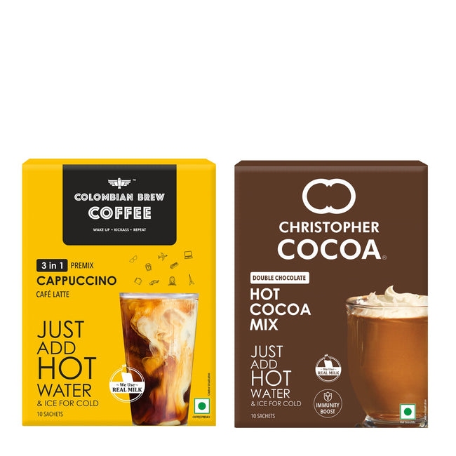 CB 3 in 1 Cappuccino Coffee Premix, CC Hot Cocoa Mix