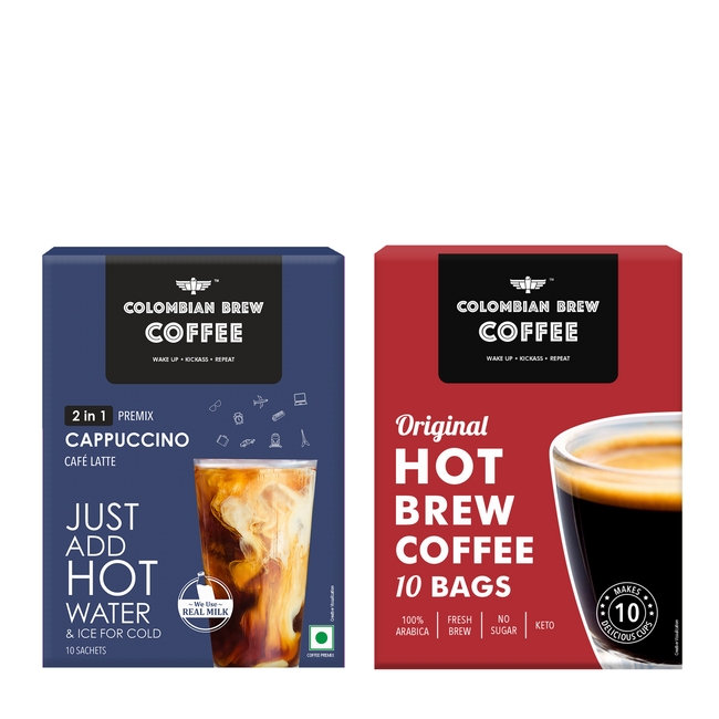 CB 2 in 1 Cappuccino Coffee Premix, Hot Brew Coffee Bags
