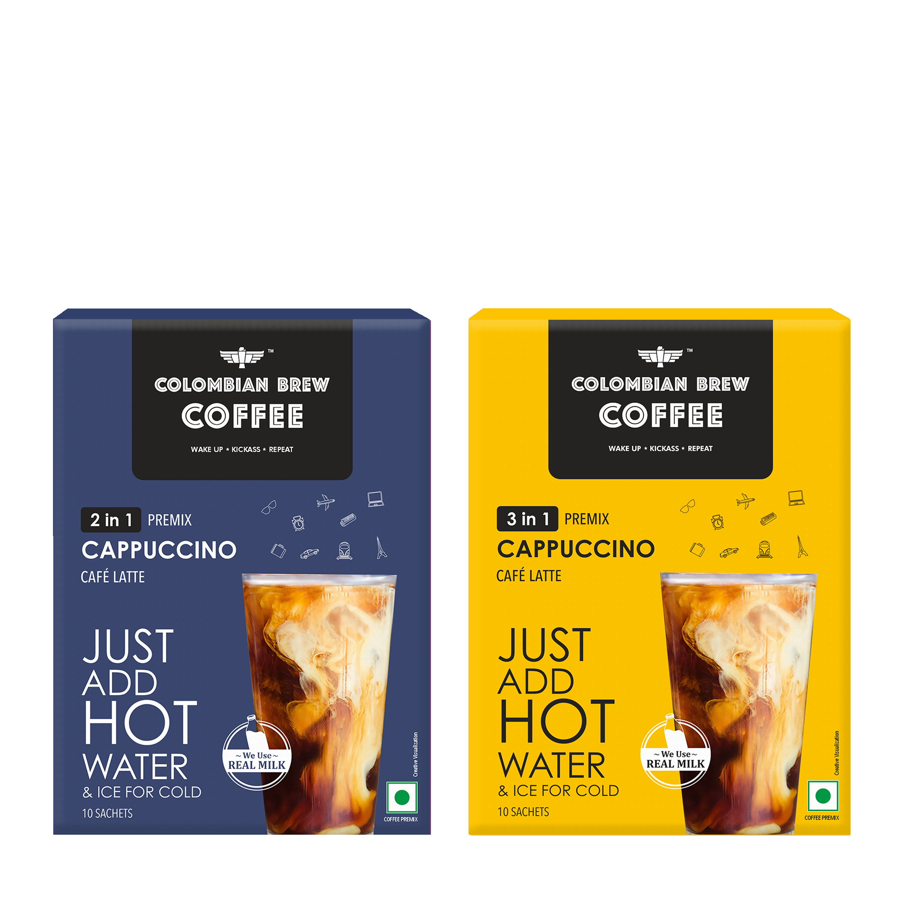 CB 2 in 1 Cappuccino Premix, 10 Sachets Box Pack of 2