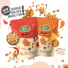 Savoury Mix: Cheesy chickpeas + Peri Peri Chickpeas + Achari Chickpeas + Thai Sweet Chili Potato + Chili Mint Sweet Potato + Tandoori Sweet Potato + Tandoori Corn + Peri Peri Banana