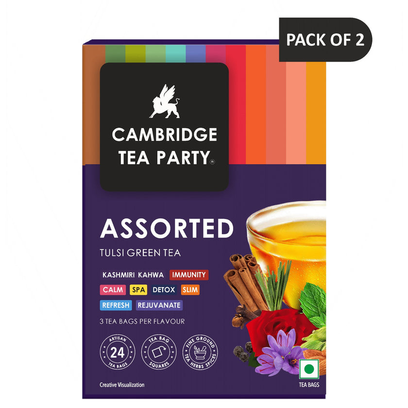 CTP Assorted Tulsi Green Tea, 24 Bags Box Pack of 2