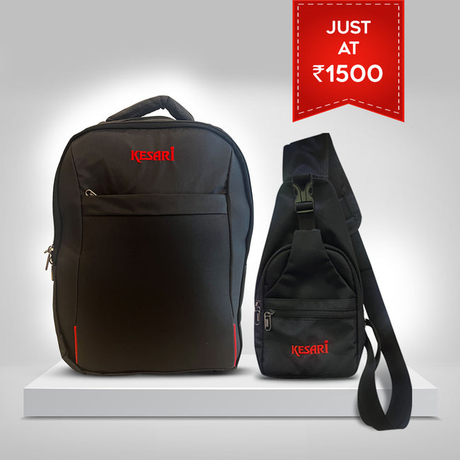 1500_Combo 5 Kesari : Cross bag + Backpack