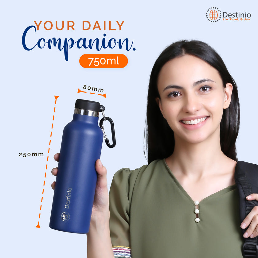 Destinio Insulated Bottle - 750 ML (Dark Blue)