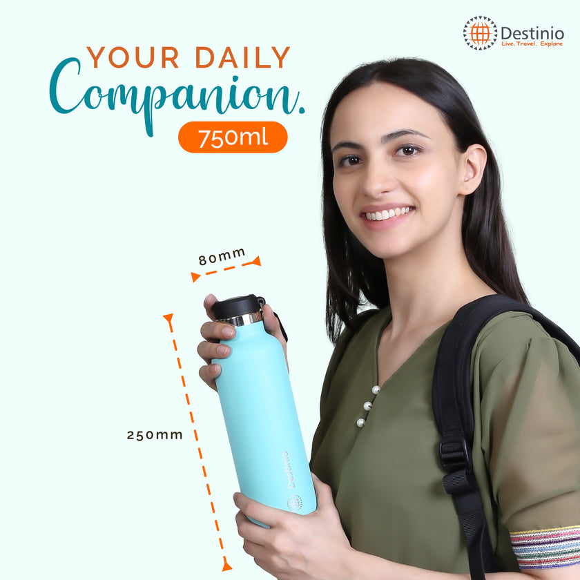 Destinio Insulated Bottle - 750 ML (Light Blue)