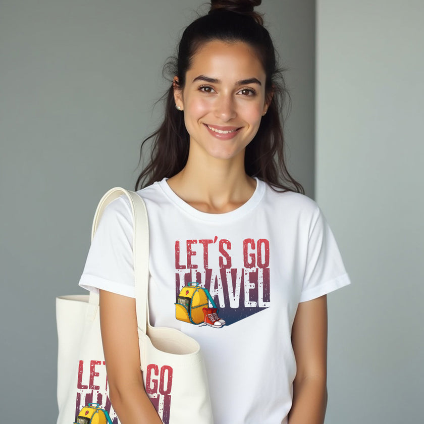 KESARI LET'S GO TRAVEL TSHIRT + TOTE BAG COMBO