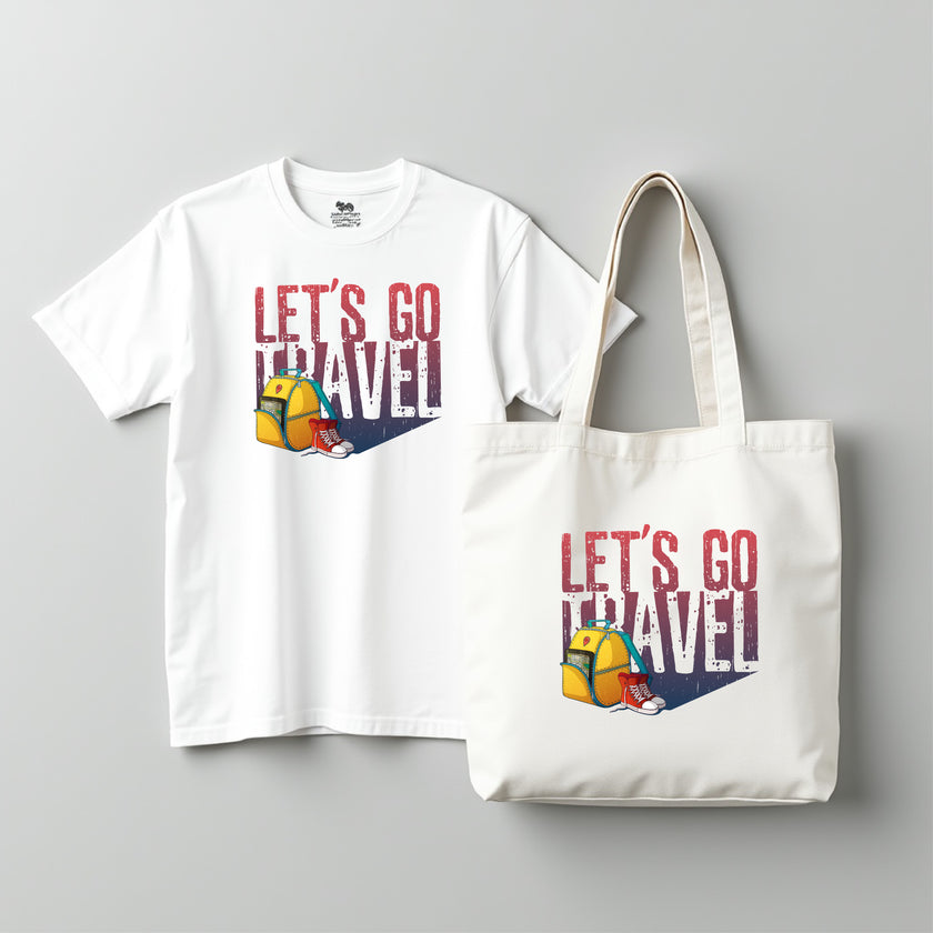 KESARI LET'S GO TRAVEL TSHIRT + TOTE BAG COMBO