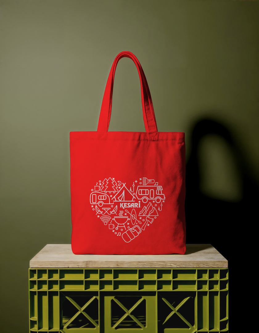 Kesari Camping Love – Canvas Tote Bag-Red