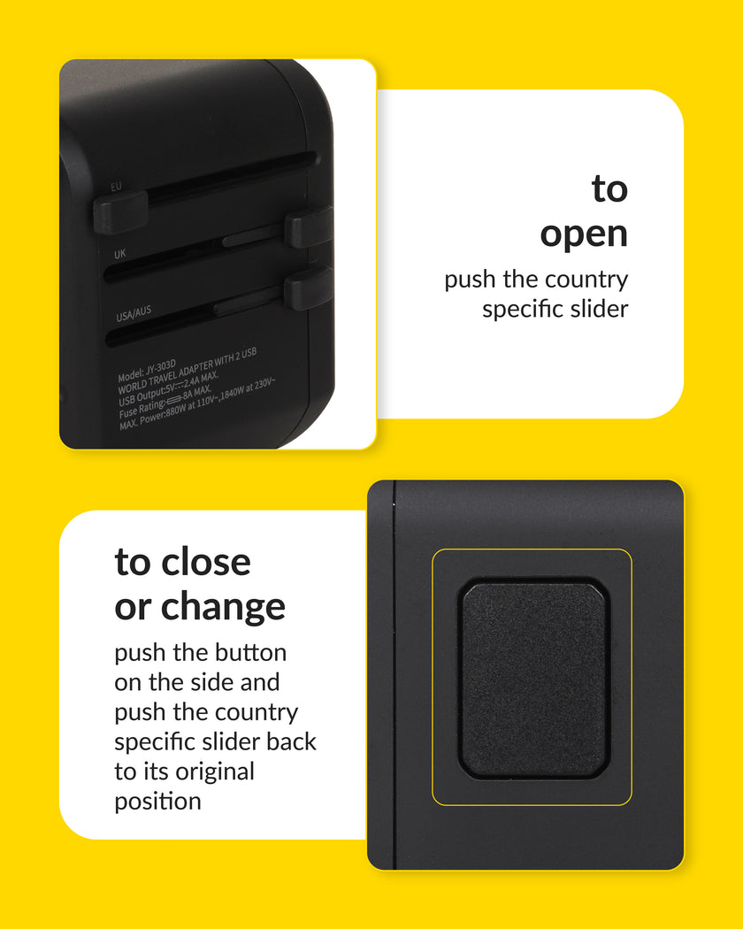 Gotrippin Premium Travel Adapter - Black (2.4A)