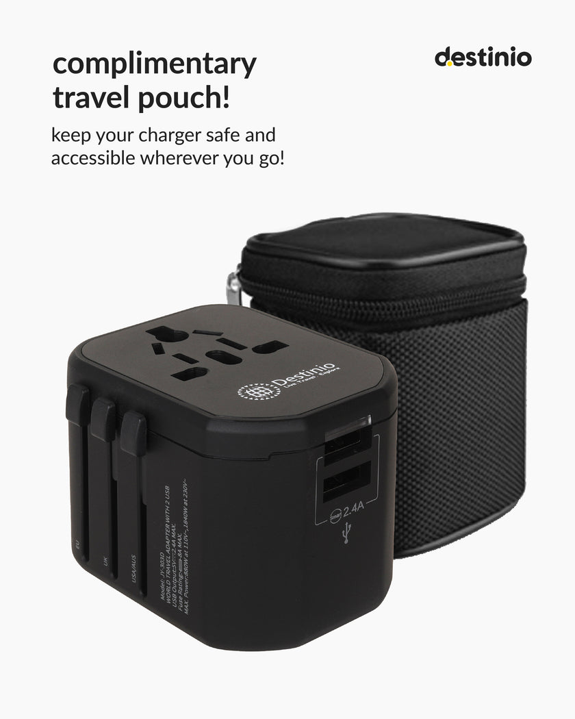 Gotrippin Premium Travel Adapter - Black (2.4A)