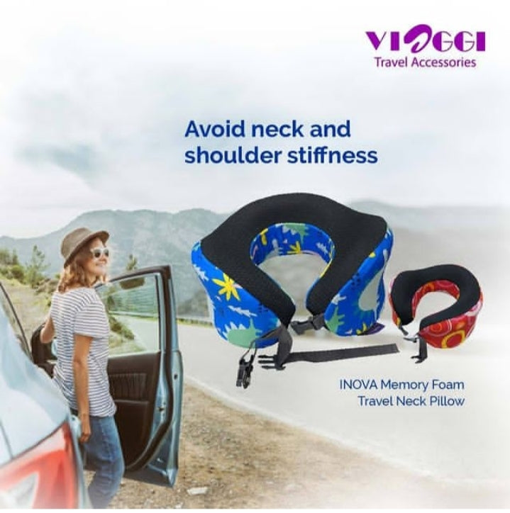 Inova Printed Memory Foam Travel Neck Pillow