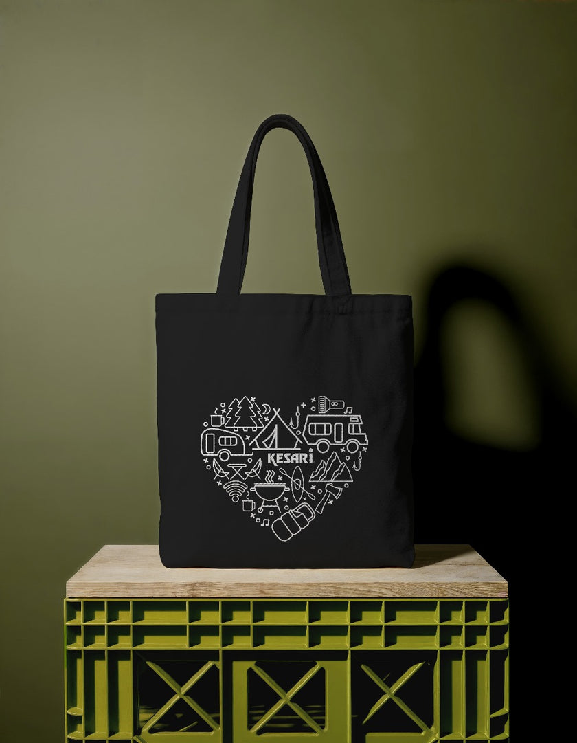 Kesari Camping Love – Canvas Tote Bag-Black