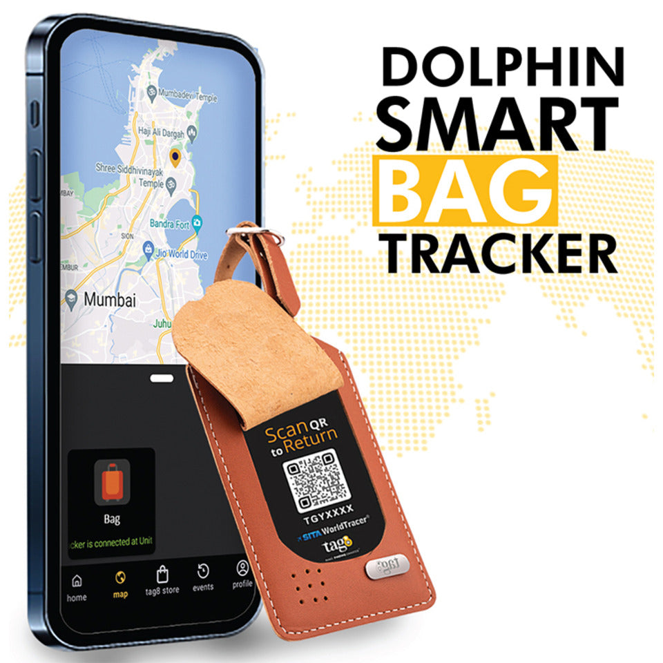 Dolphin Genuine Leather BLE-Enabled Smart Luggage Tracker Tag for Suitcase, Backpack and More