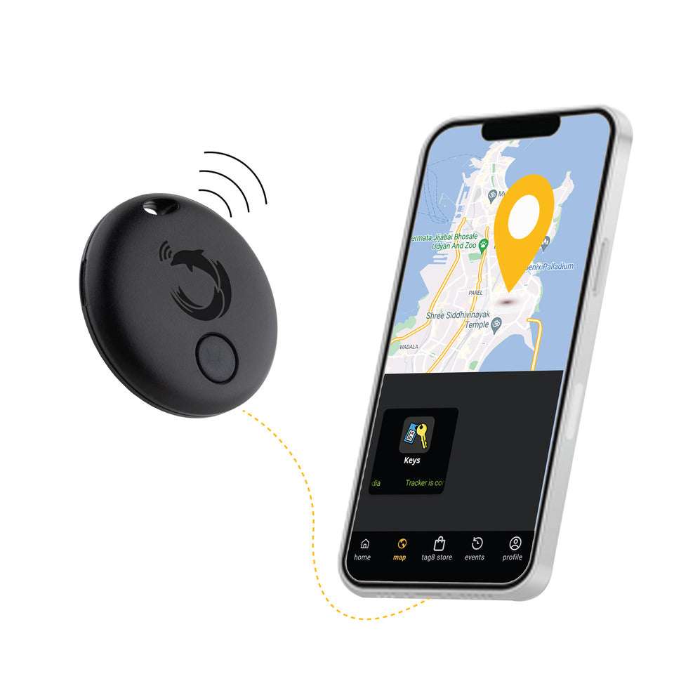 Dolphin Smart Tracker Pro, GPS Tracker for Locating Your Valuables, Pack 1, Black