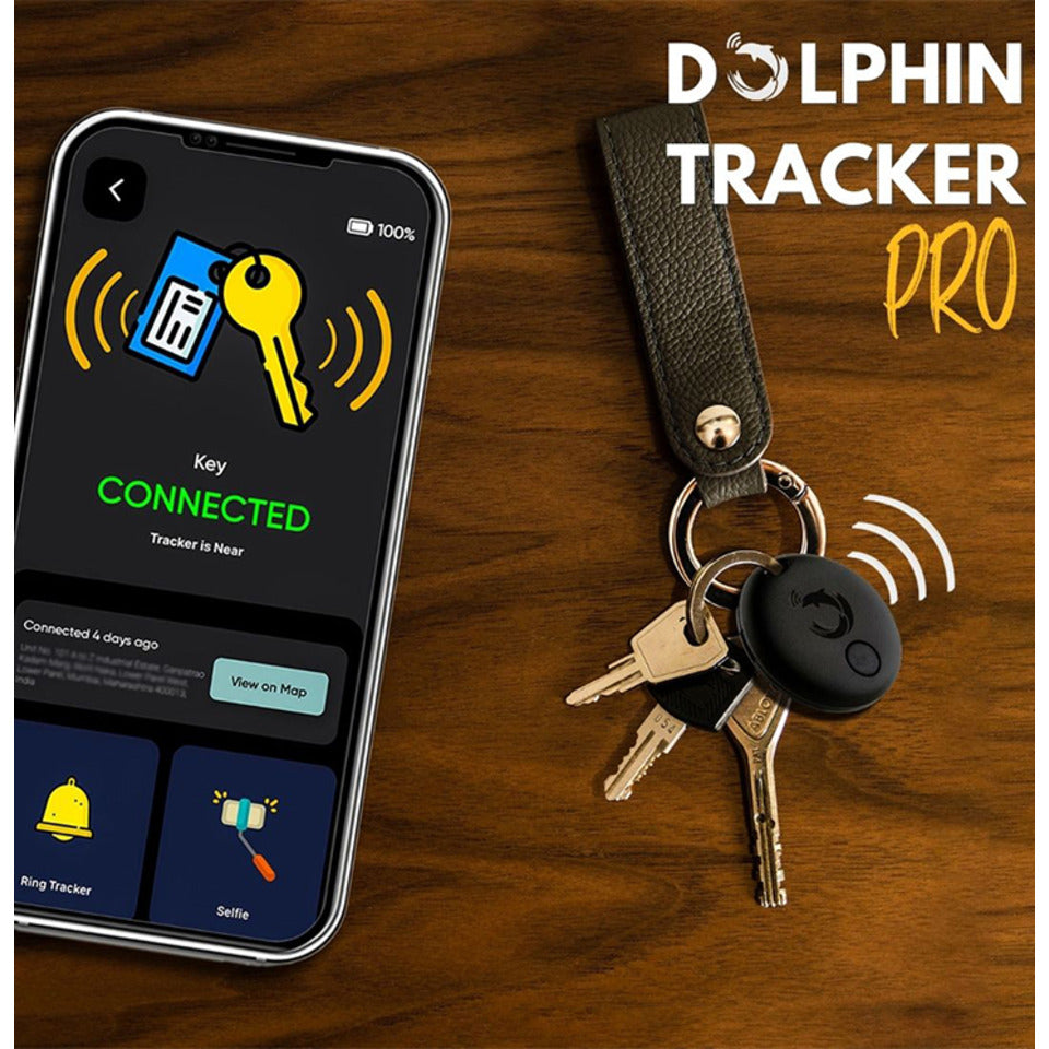 Dolphin Smart Tracker Pro, GPS Tracker for Locating Your Valuables, Pack 1, Black