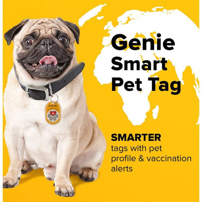 Genie Smart Pet Tag, Dog and Cat Tag with QR Code for Tracking Location