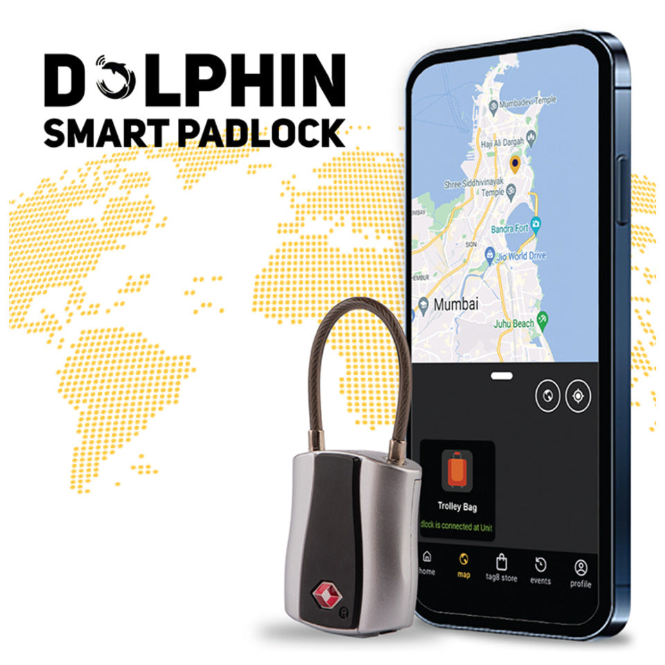 Dolphin Smart Keyless Bluetooth Padlock For Luggage, Suitcase | Unlock via Phone App