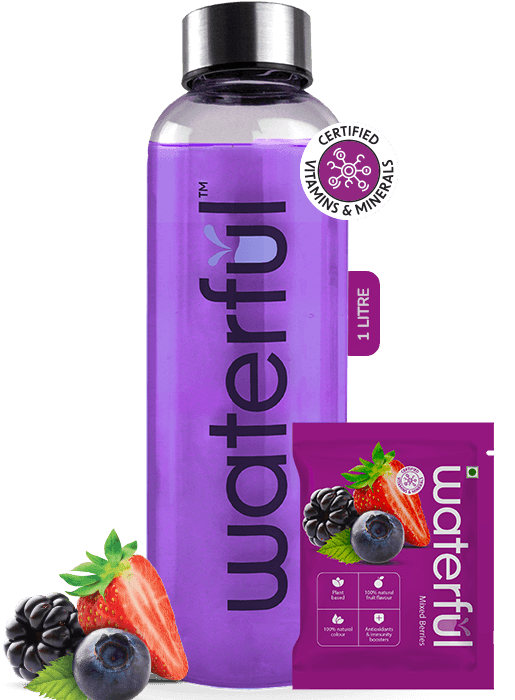 Mixed Berries | Fruit Flavoured Water Premix | Energy Drink | Waterful | flavored water bottle | best hydration drink