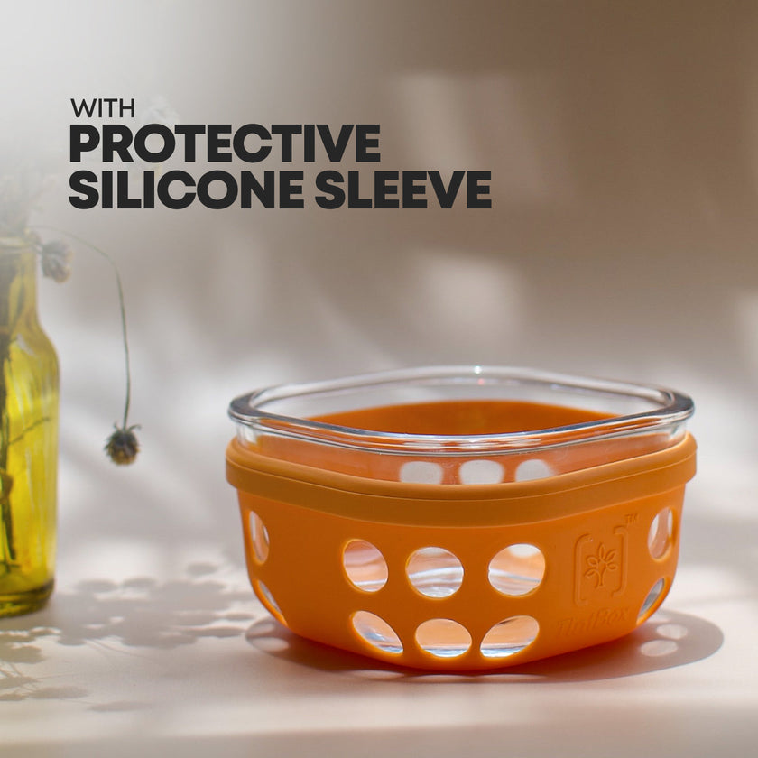 Borosilicate Glass 300 ml Lunch Box-Set Of 3 with Canvas Carry Bag