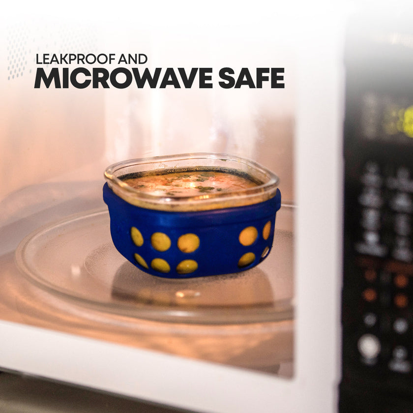 Borosilicate Glass 300 ml Lunch Box-Set Of 3 with Canvas Carry Bag