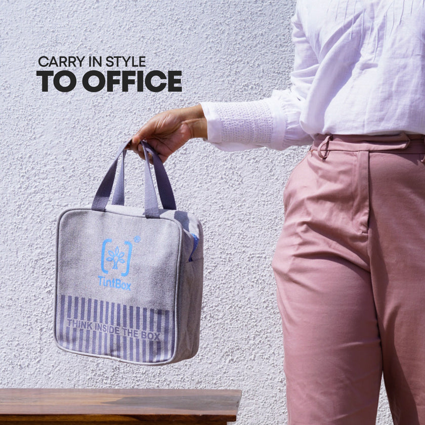 Borosilicate Glass 300 ml Lunch Box-Set Of 3 with Canvas Carry Bag