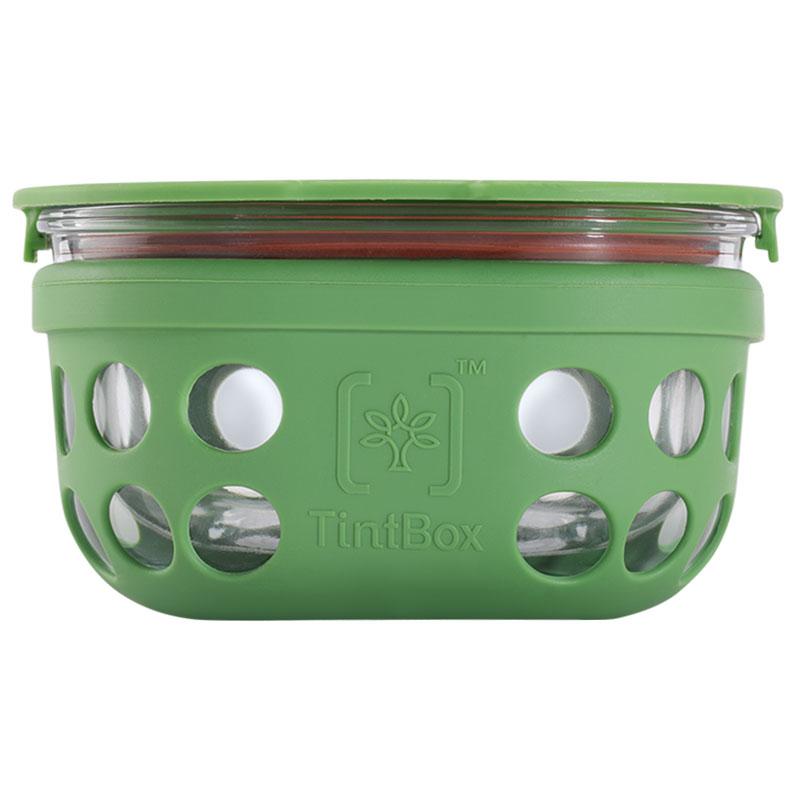 TintBox Borosilicate Glass Food Container with Protective Silicone Sleeve(300ml) - Store, Heat, Serve Lunchware TintBox Forest Green 